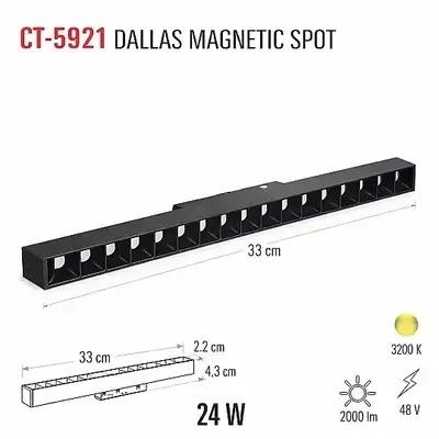 Cata 24W 3200K Günışığı Dallas Magnetic Spot CT-5921