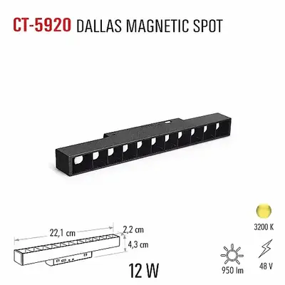 Cata 12W 3200K Günışığı Dallas Magnetic Spot CT-5920