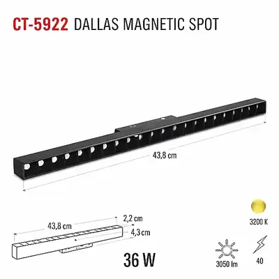 Cata 36W 3200K Günışığı Dallas Magnetic Spot CT-5922