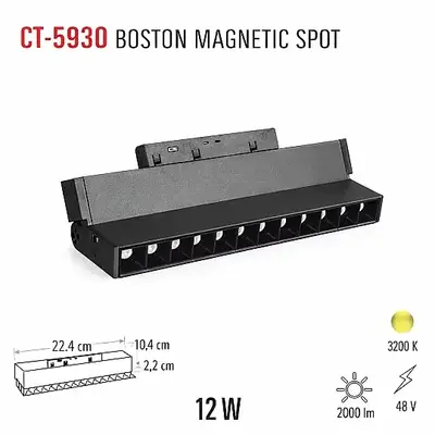 Cata 12W 3200K Günışığı Boston Magnetic Spot CT-5930