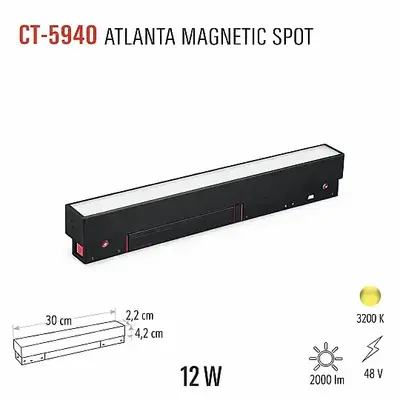 Cata 12W 3200K Günışığı Atlanta Magnetic Spot CT-5940