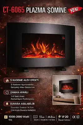 Cata 1000-2000W Plazma Şömine CT-6065