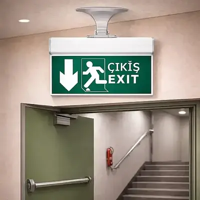 Cata 3W Yeşil Aşağı Çıkış Exit Tavan Armatürü CT-9164