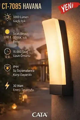 Cata 30W 3000K Günışığı Havana Dış Mekan Aplik CT-7085