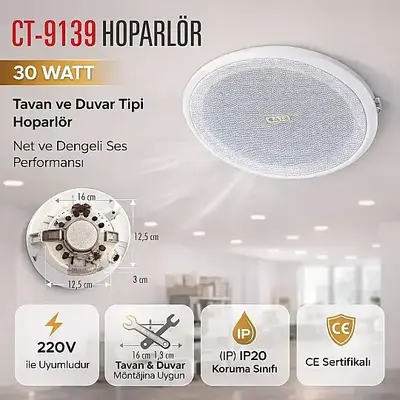 Cata 30W Tavan Tipi Hoparlör CT-9139