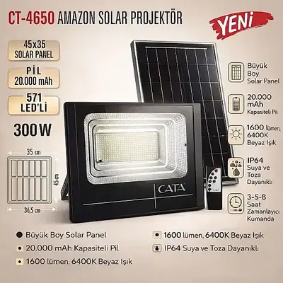 Cata 300W 6400K Beyaz Amazon Solar Projektör CT-4650