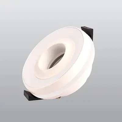 ACK Alüminyum Boş Spot Kasası / Armatürü Yuvarlak (Beyaz-Beyaz (Çizgili)) AH03-04110
