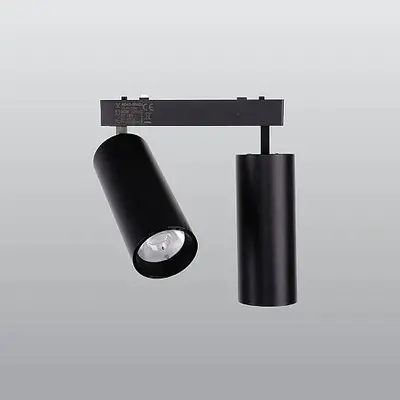ACK 20W+20W 3000K Günışığı 48V Magnetik Ray Armatürü Çiftli Yönlendirilebilir Spot Siyah Kasa AD45-05401