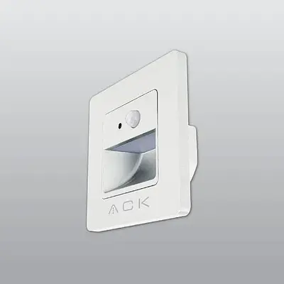 ACK 1W 6500K Beyaz IP44 Sensörlü ve Fotoselli Gömme LED Merdiven Apliği (Beyaz Kasa) AH07-00430