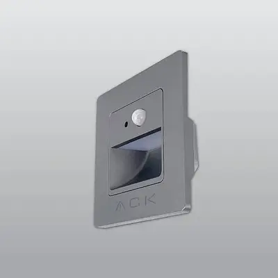 ACK 1W 6500K Beyaz IP44 Sensörlü ve Fotoselli Gömme LED Merdiven Apliği (Füme Kasa) AH07-00433