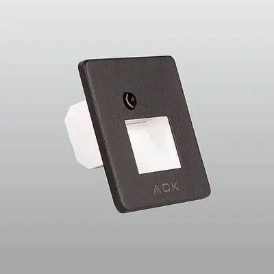 ACK 1W CCT (3 Renk) Sensörlü Gömme LED Merdiven Apliği Kare (Kare Hüzmeli) (Siyah Kasa) AH07-01691