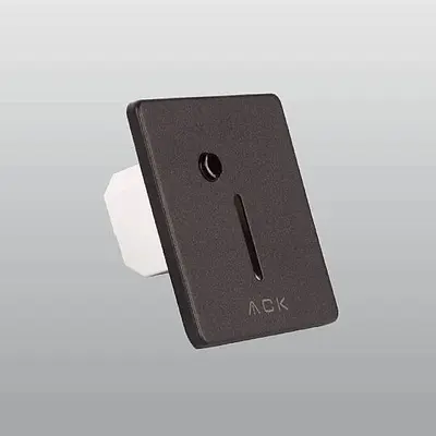 ACK 1W CCT (3 Renk) Sensörlü Gömme LED Merdiven Apliği Kare (Dik Çizgi Hüzmeli) (Siyah Kasa) AH07-01591