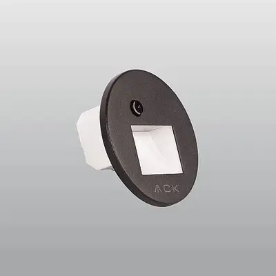 ACK 1W CCT (3 Renk) Sensörlü Gömme LED Merdiven Apliği Yuvarlak (Kare Hüzmeli) (Siyah Kasa) AH07-02691