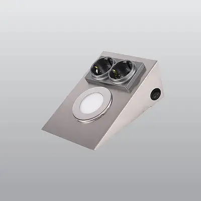 ACK 2,5W 3000K Günışığı 225lm Çift Prizli LED Tezgah Altı Armatür (Saten Kasa) AH11-00204