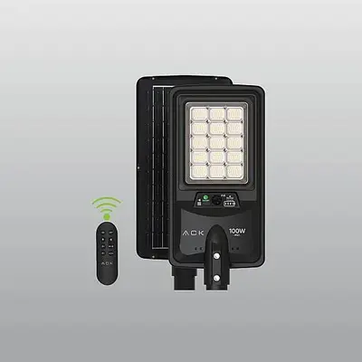 ACK 90W 6500K Beyaz Solar LED Sokak Armatürü (Siyah) AT42-09031