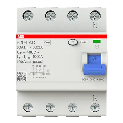 F204 AC-80/0,03 4x80A 30mA Kaçak Akım Koruma Rölesi ABB