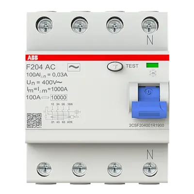 F204 AC-100/0,03 4x100A 30mA Kaçak Akım Koruma Rölesi ABB