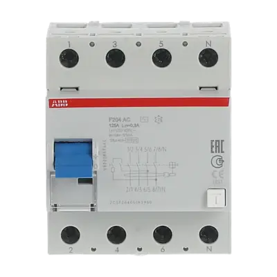 F204 AC-125/0,3 4x125A 300mA Kaçak Akım Koruma Rölesi ABB