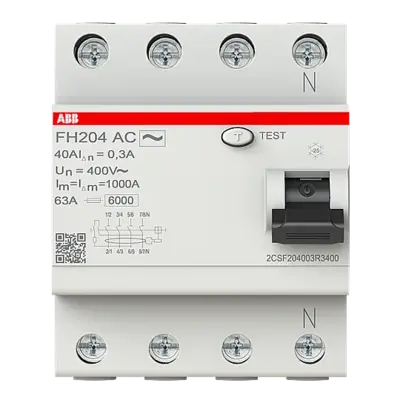 FH204 AC-40/0,3 4x40A 300mA Kaçak Akım Koruma Rölesi ABB