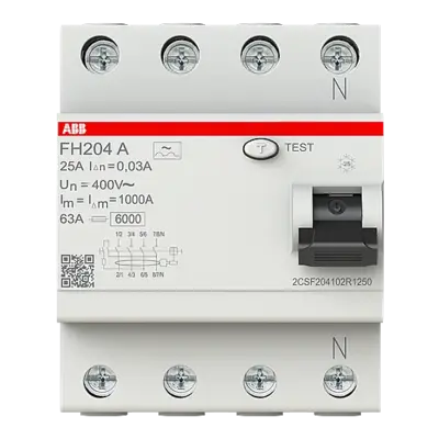 FH204 A-25/0,03 4x25A 30mA Kaçak Akım Koruma Rölesi ABB