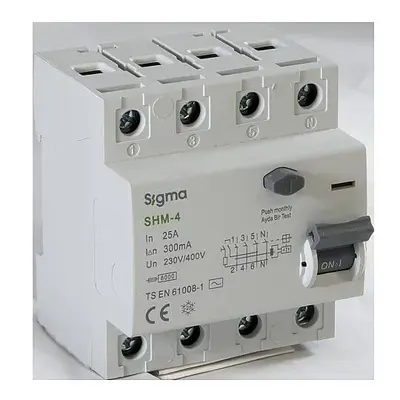 4x25A 300mA 6kA AC TİPİ Kaçak Akım Koruma Şalteri Sigma