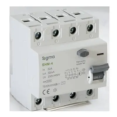 4x32A 30mA 6kA AC TİPİ Kaçak Akım Koruma Şalteri Sigma