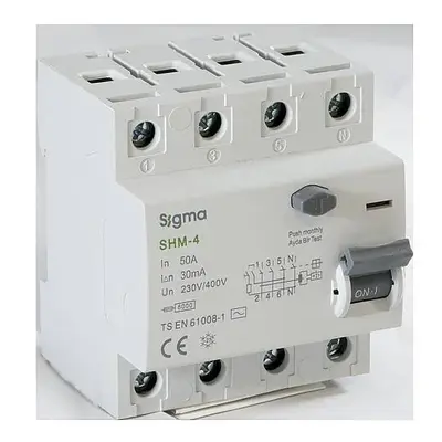 4x50A 30mA 6kA AC TİPİ Kaçak Akım Koruma Şalteri Sigma