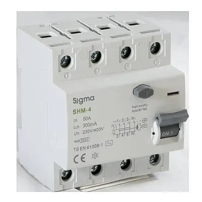 4x50A 300mA 6kA AC TİPİ Kaçak Akım Koruma Şalteri Sigma