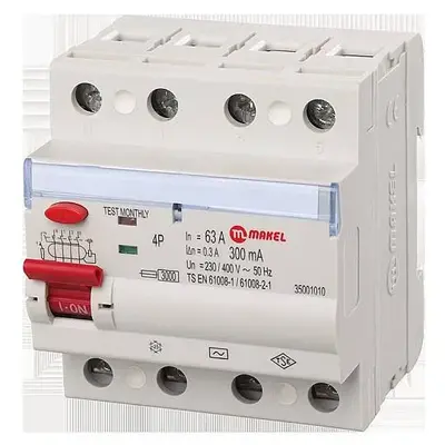 4x40A 300MA -AC- Kaçak Akım Koruma ŞALTER (Yangın Korumalı) Makel