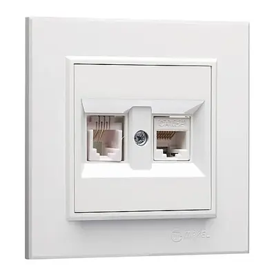 KAREA BEYAZ İKİLİ CAT5+NÜMERİS DATA PRİZİ MODÜL Makel