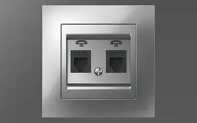 SİLVERLİNE Metalik Gri 2Lİ Nümeris Telefon Prizi.cat3 El-Bi