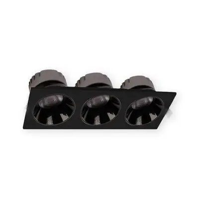 ACK 3x10W 4000K Ilık Beyaz 2600lm Kamaşma Önleyici Üçlü Sıva Altı Spot (247x88 mm Siyah Kasa) AD10-01711