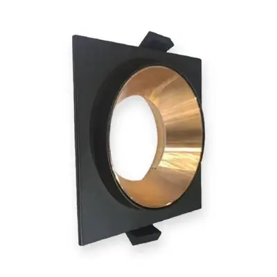 ACK Alüminyum Boş Spot Kasası / Armatürü Kare (Silindir İçli) (Siyah-Rose Gold (Çift Renk)) AH03-04145