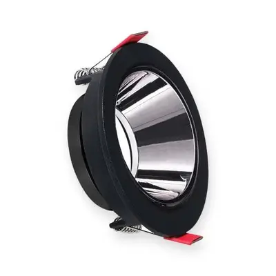 ACK Alüminyum Boş Spot Kasası / Armatürü Yuvarlak (Tekli) (Siyah-Platin Silver) AH03-07231