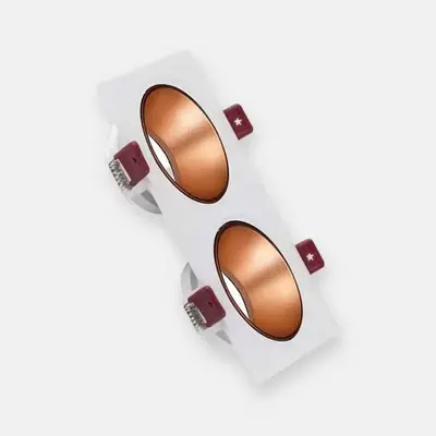 ACK Alüminyum Boş Spot Kasası / Armatürü Dikdörtgen (İkili) (Beyaz-Rose Gold) AH03-07320