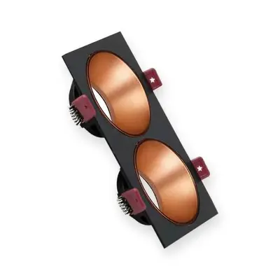 ACK Alüminyum Boş Spot Kasası / Armatürü Dikdörtgen (İkili) (Siyah-Rose Gold) AH03-07321