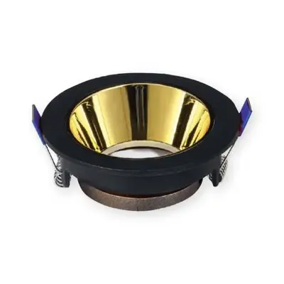 ACK Alüminyum Boş Spot Kasası / Armatürü Yuvarlak (Siyah-Gold) AH03-08221