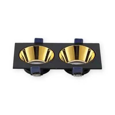 ACK Alüminyum Boş Spot Kasası / Armatürü Dikdörtgen (İkili) (Siyah-Gold) AH03-08321