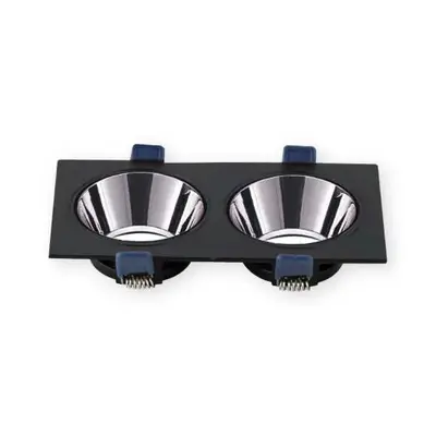 ACK Alüminyum Boş Spot Kasası / Armatürü Dikdörtgen (İkili) (Siyah-Platin) AH03-08331