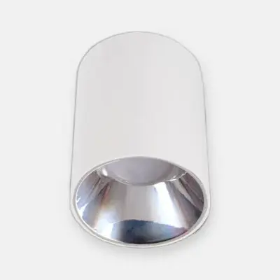 ACK Metal + PC Dekoratif Boş Spot Kasası / Armatürü Silindir (Sıva Üstü) (Beyaz-Platin) GU10 Uyumlu AH03-08650