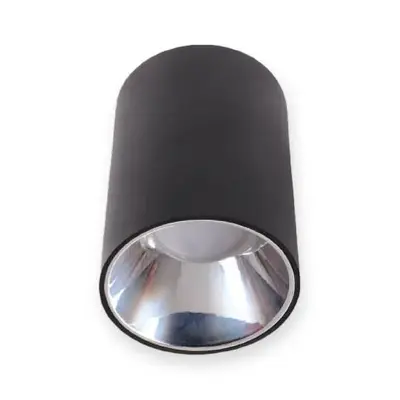 ACK Metal + PC Dekoratif Boş Spot Kasası / Armatürü Silindir (Sıva Üstü) (Siyah-Platin) GU10 Uyumlu AH03-08651