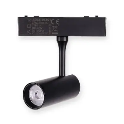 ACK 10W CCT (3 Renk) 48V Magnetik Ray Armatürü Yönlendirilebilir Silindir Spot Siyah Kasa AD45-06291