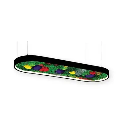 ACK 45W Yapay Yosunlu Biyofilik Dekoratif Linear Sarkıt 30x120 cm Oval Yosunlu Tavan Siyah Kasa AL02-21201