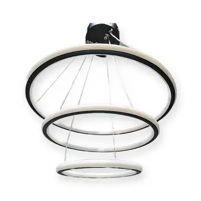 ACK 170W Çok Katlı (Halkalı) Devasa Dekoratif Sarkıt Avize 40x60x80 cm (Kalın 3 Katlı Halka) Siyah Kasa AL02-33201