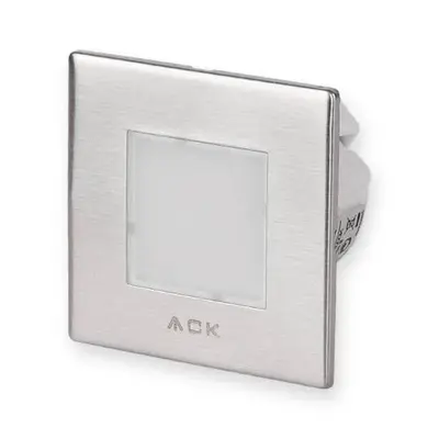 ACK 0,7W Mavi Işık Sıva Altı Gömme LED Merdiven ve Duvar Apliği (Saten Kasa - Kare) AH07-00964