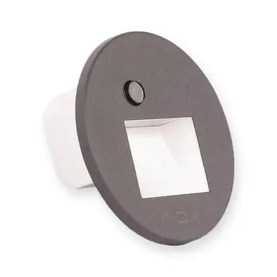 ACK 1W CCT (3 Renk) Sensörlü Gömme LED Merdiven Apliği Yuvarlak (Kare Hüzmeli) (Gri Kasa) AH07-02693
