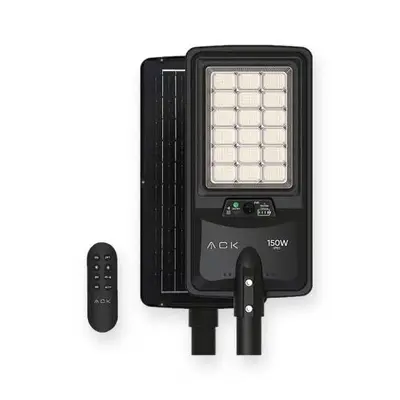 ACK 120W 6500K Beyaz Solar LED Sokak Armatürü (Siyah) AT42-09131